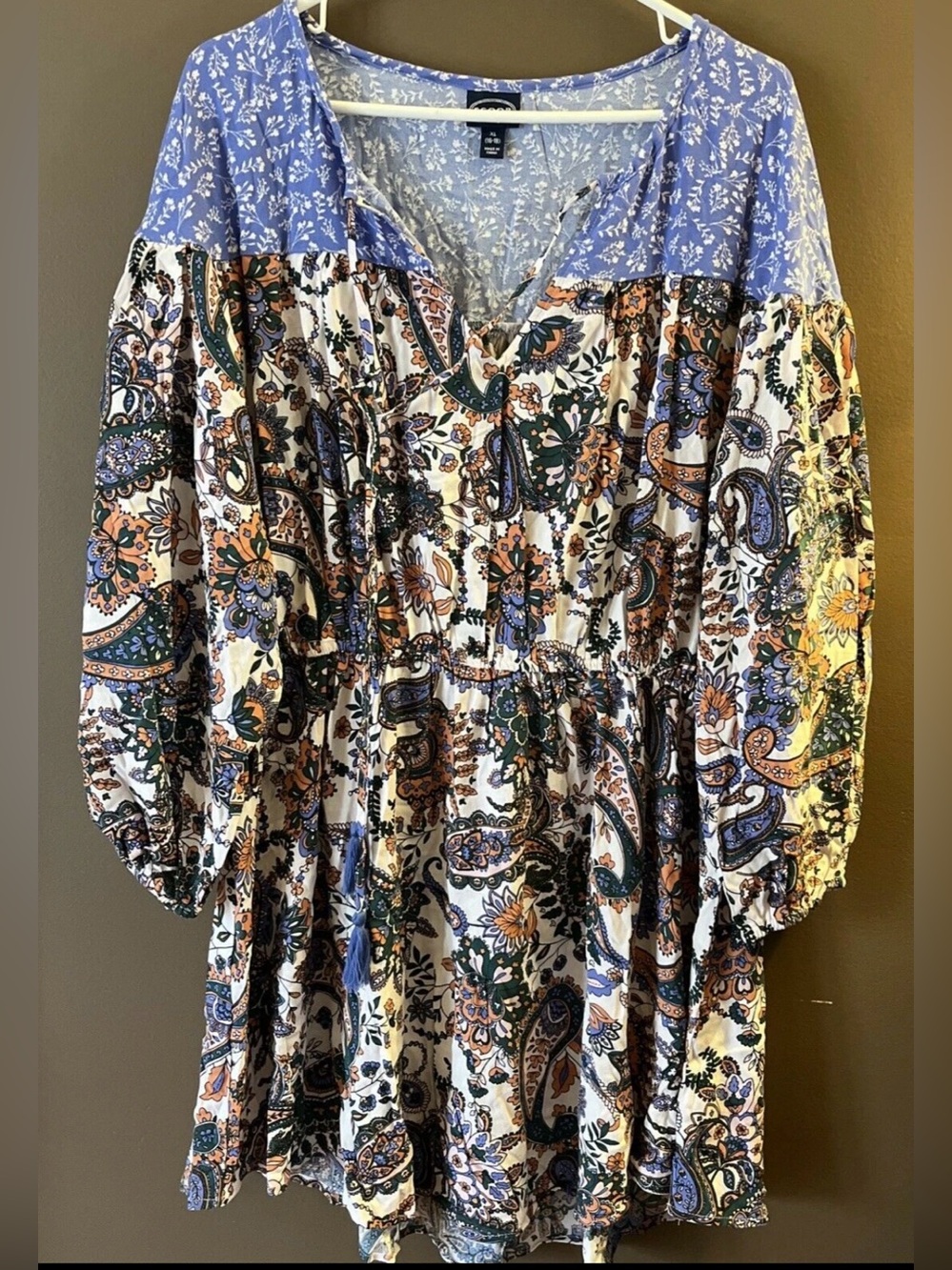 Scoop Paisley Print Mini Dress — Blue Multi